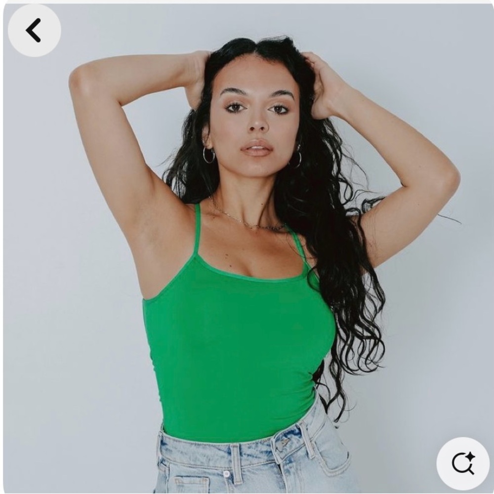 Klassy Network Green Spaghetti Strap Bodysuit S